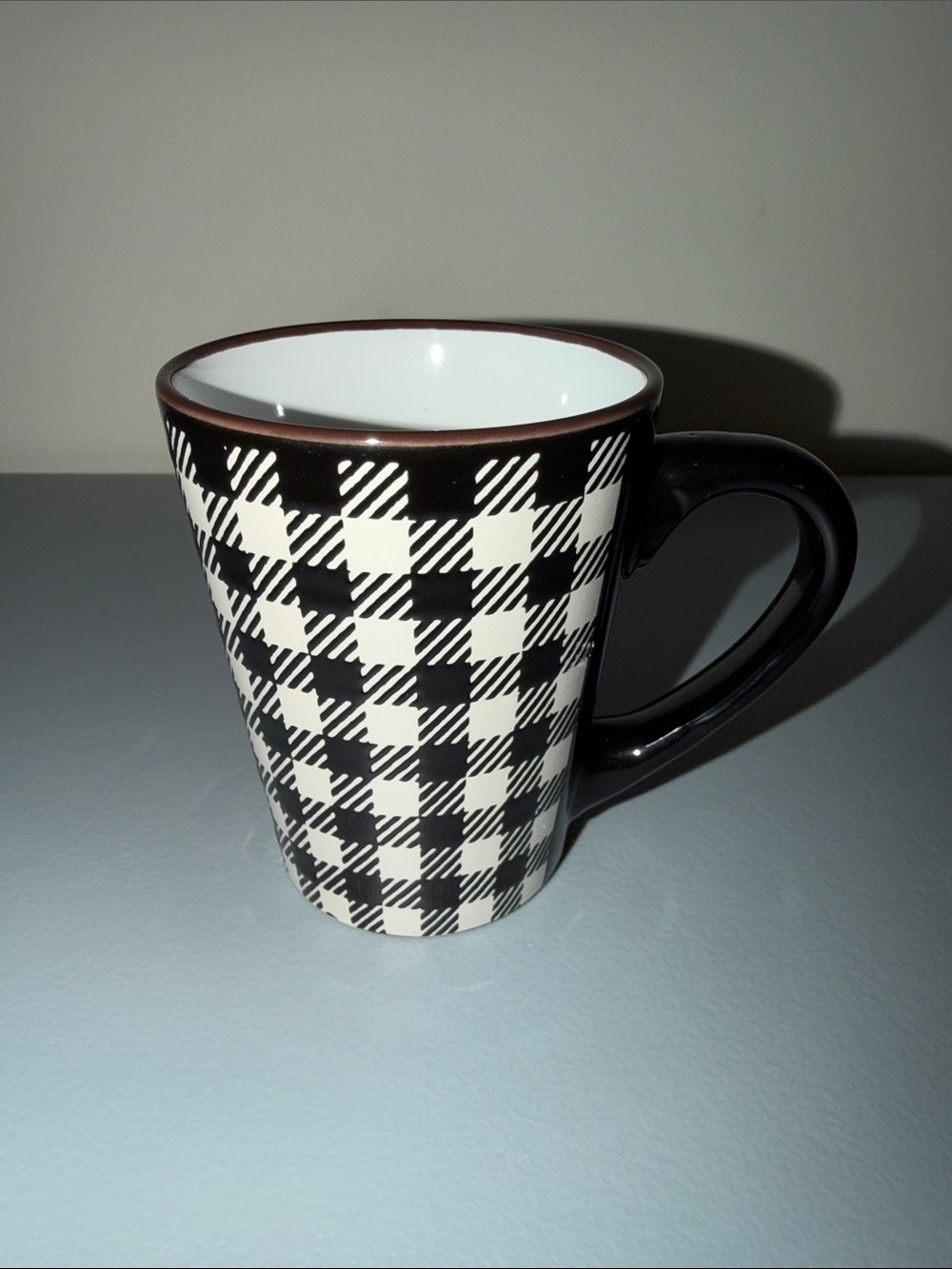 Black & White Buffalo Check Ceramic Mug with Comfortable Handle